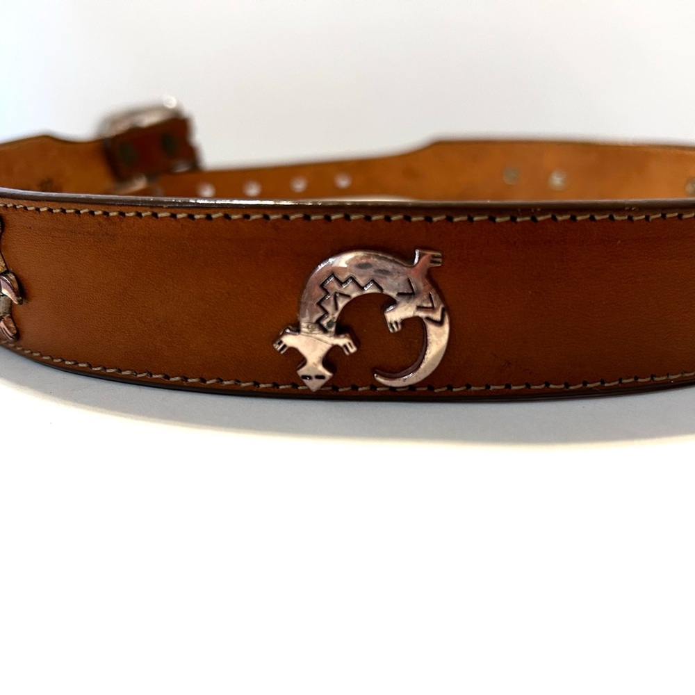 Silver Creek Brown Leather Belt with Silver & Rose Toned Fetishized Size 28 - Picture 11 of 13